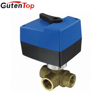 LB Guten top latão válvula de esfera de controle motorizado 3 way DN20 válvula de esfera de atuador elétrico